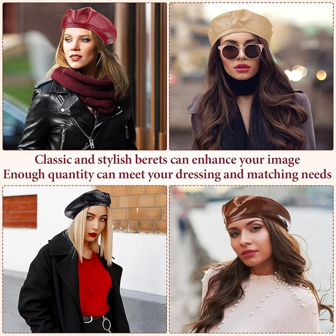 Pleather Beret Hats