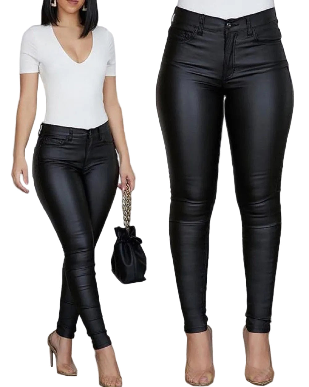 Women's Street Fashion Solid Color Full Length Zipper Skinny Pants