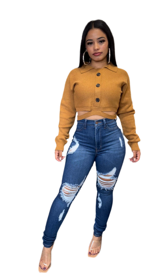 Women's Streetwear Solid Color Full Length Ripped Jeans Straight Pants