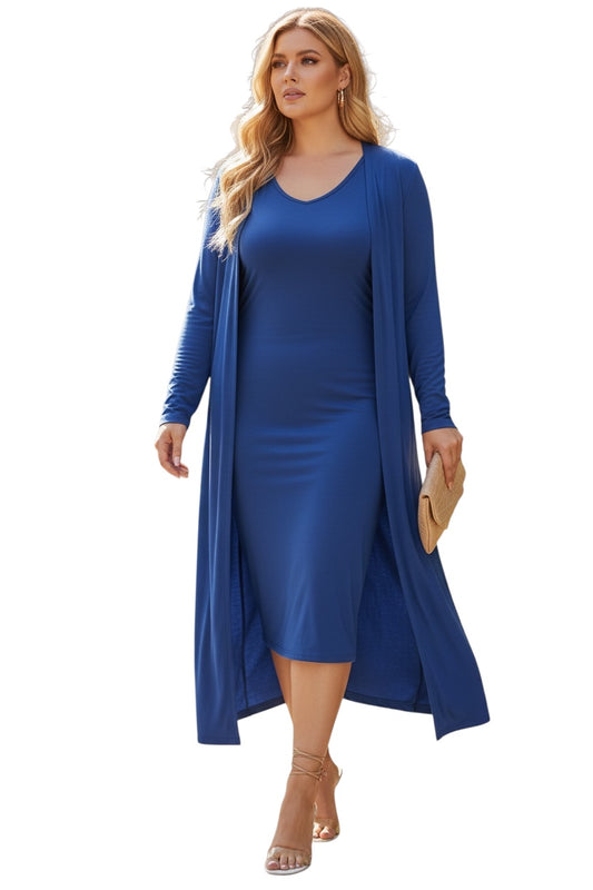 Blue Dress with Cardigan