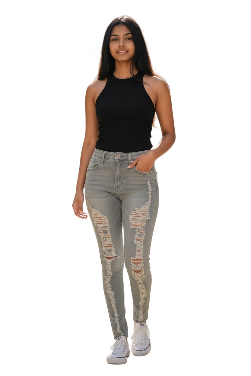 Shredded Blue Jeans