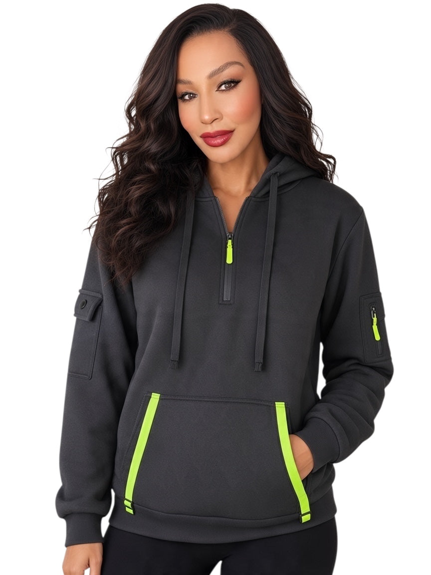 Uni-sex Black And Green Hoodies