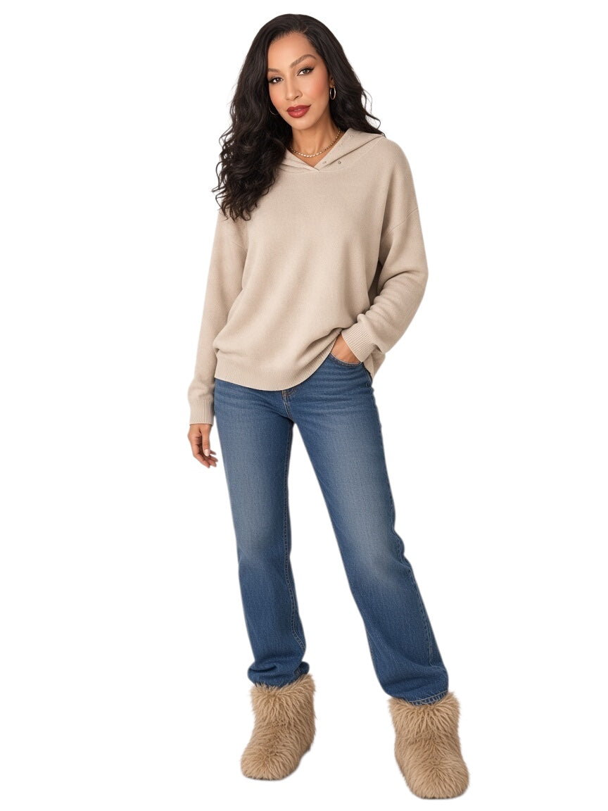 Beige Hoodie Sweater