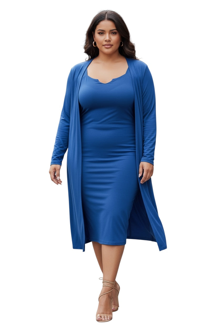 Blue Dress with Cardigan
