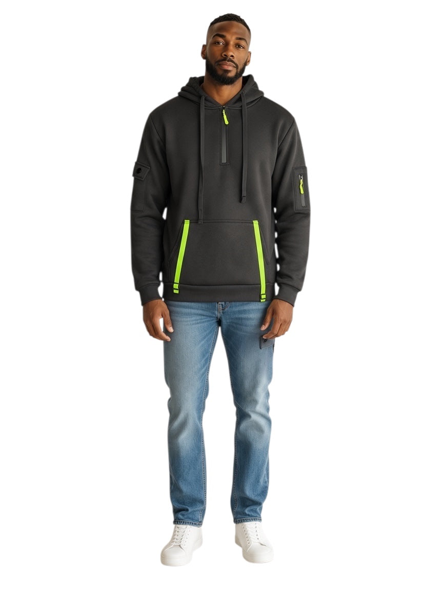 Uni-sex Black And Green Hoodies