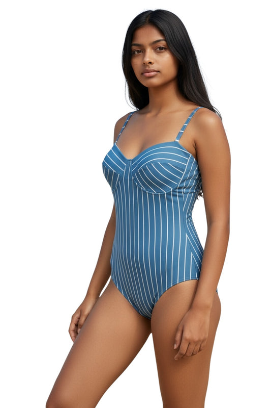 Blue Striped Swimsuit