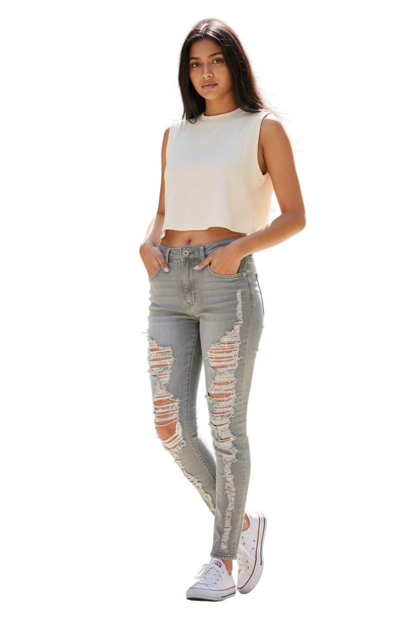 Shredded Blue Jeans