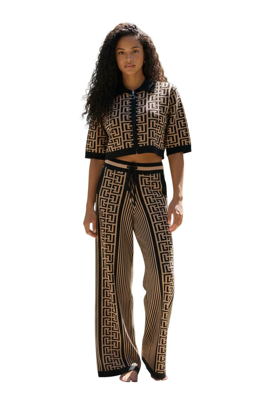 Casual Geometric Pantsuit