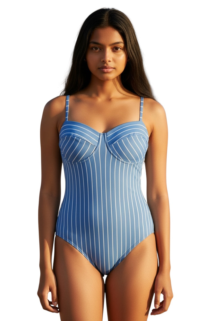 Blue Striped Swimsuit