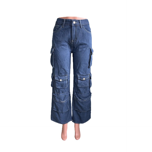 Women ‘s Plus Size Denim Cargo Pants