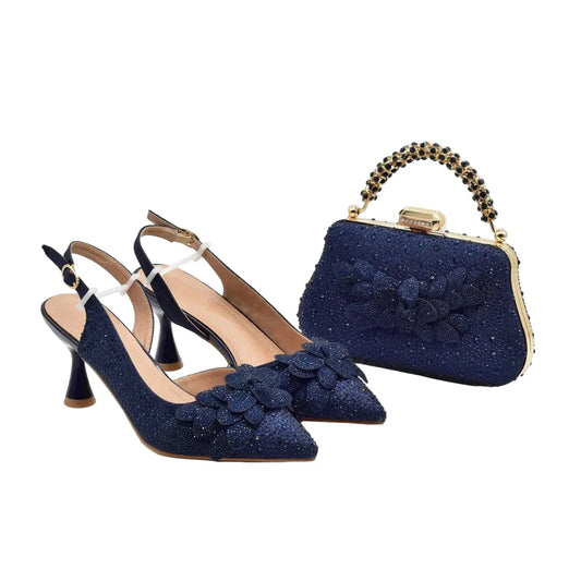 New Arrival Italian Design Luxury Women's Pointed Toe Shoes Bag Set- ED120