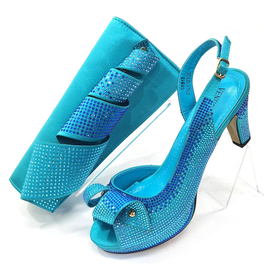 Latest Italian African Shoes And Bag Sets ED118