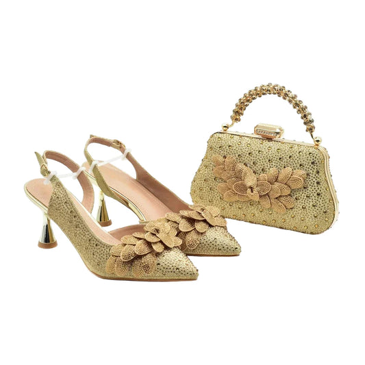 New Arrival Italian Design Luxury Women's Pointed Toe Shoes Bag Set- ED121