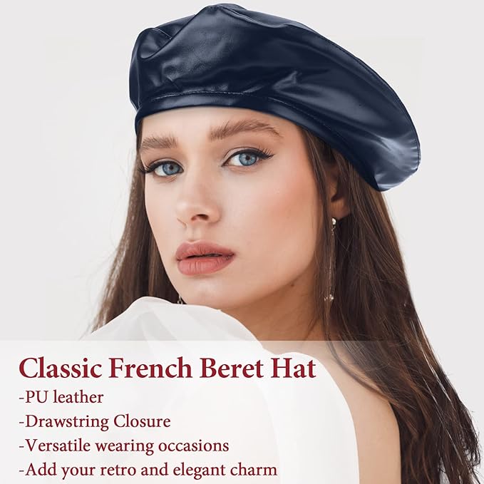 Pleather Beret Hats
