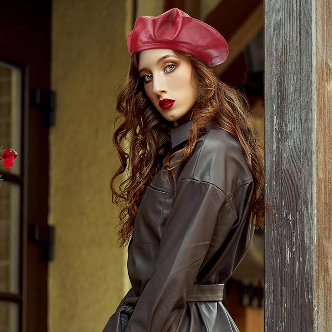 Pleather Beret Hats